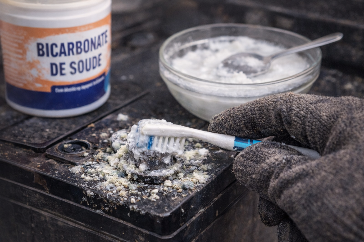 Non — n’utilisez pas de WD-40 pour nettoyer les bornes corrodées de batterie