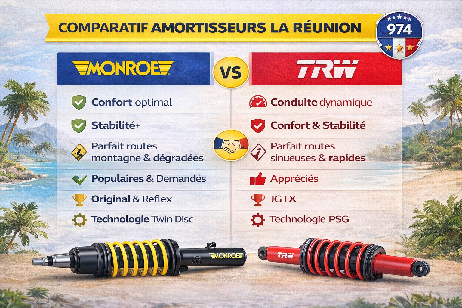 Comparatif : Monroe vs TRW