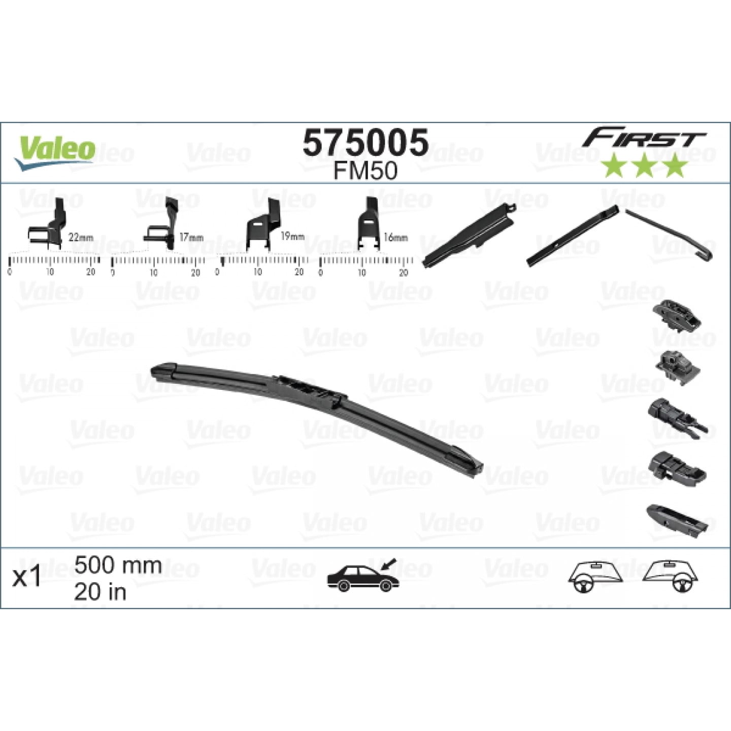 Piececauto.re | et accessoires automobiles pas cher 974 Balai d'essuie-glace Plat VALEO 575005 - 500 mm