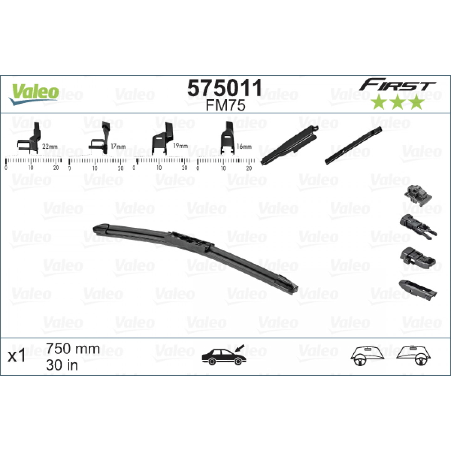 Piececauto.re | et accessoires automobiles pas cher 974 Balai d'essuie-glace Plat VALEO 575011 - 750 mm